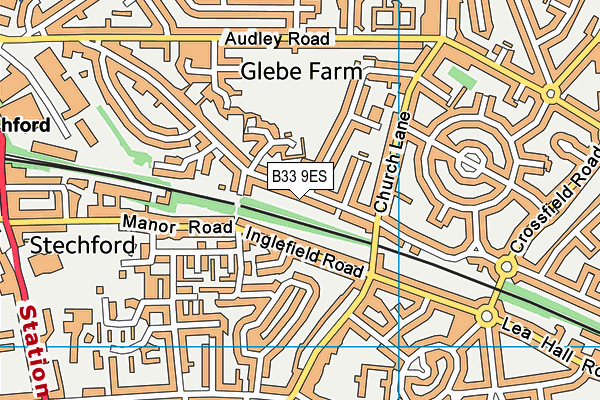 B33 9ES map - OS VectorMap District (Ordnance Survey)