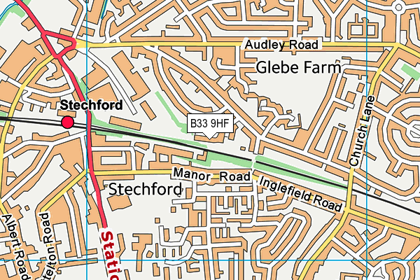 B33 9HF map - OS VectorMap District (Ordnance Survey)