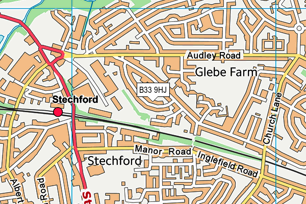 B33 9HJ map - OS VectorMap District (Ordnance Survey)