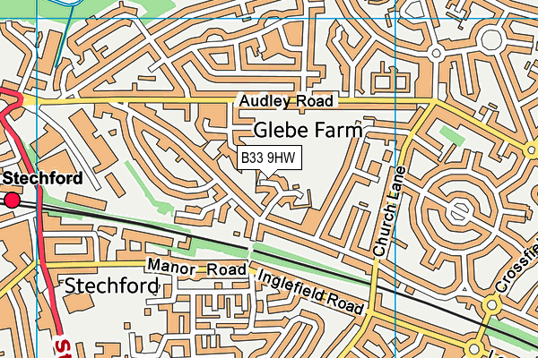 B33 9HW map - OS VectorMap District (Ordnance Survey)