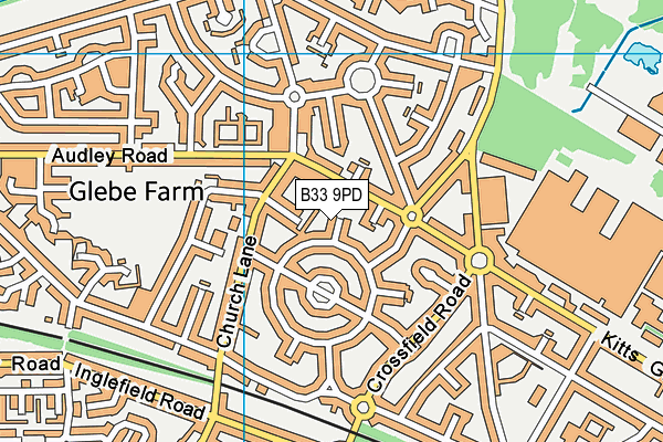 B33 9PD map - OS VectorMap District (Ordnance Survey)