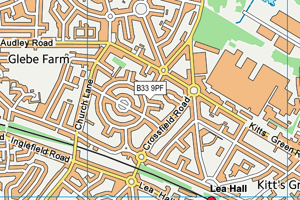 B33 9PF map - OS VectorMap District (Ordnance Survey)