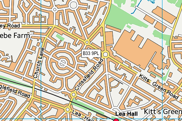 B33 9PL map - OS VectorMap District (Ordnance Survey)