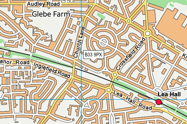 B33 9PX map - OS VectorMap District (Ordnance Survey)