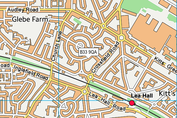 B33 9QA map - OS VectorMap District (Ordnance Survey)