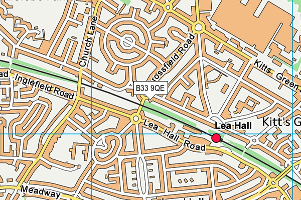 B33 9QE map - OS VectorMap District (Ordnance Survey)