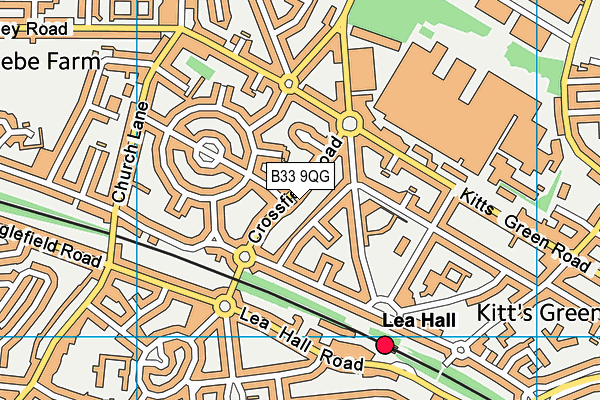 B33 9QG map - OS VectorMap District (Ordnance Survey)