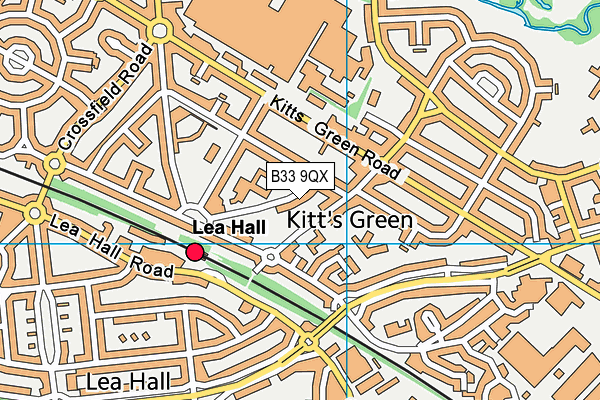 B33 9QX map - OS VectorMap District (Ordnance Survey)
