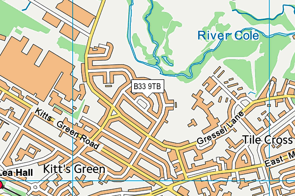 B33 9TB map - OS VectorMap District (Ordnance Survey)