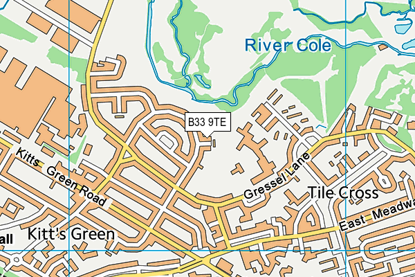 B33 9TE map - OS VectorMap District (Ordnance Survey)