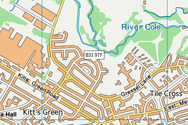 B33 9TF map - OS VectorMap District (Ordnance Survey)