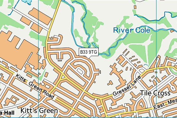 B33 9TG map - OS VectorMap District (Ordnance Survey)