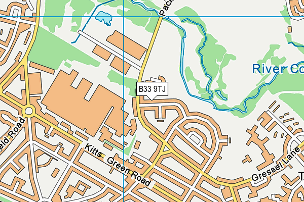 B33 9TJ map - OS VectorMap District (Ordnance Survey)