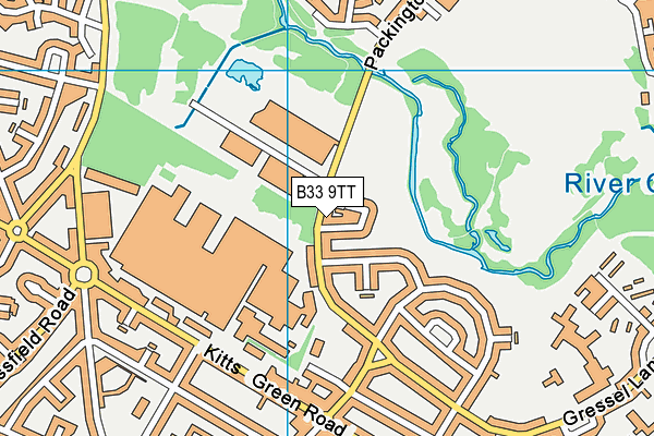 B33 9TT map - OS VectorMap District (Ordnance Survey)