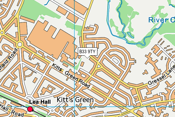 B33 9TY map - OS VectorMap District (Ordnance Survey)