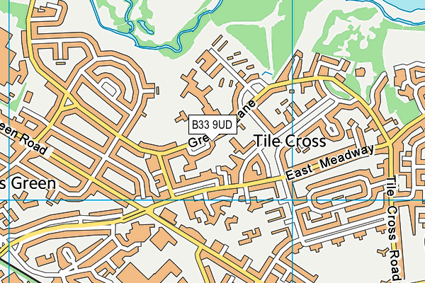 B33 9UD map - OS VectorMap District (Ordnance Survey)