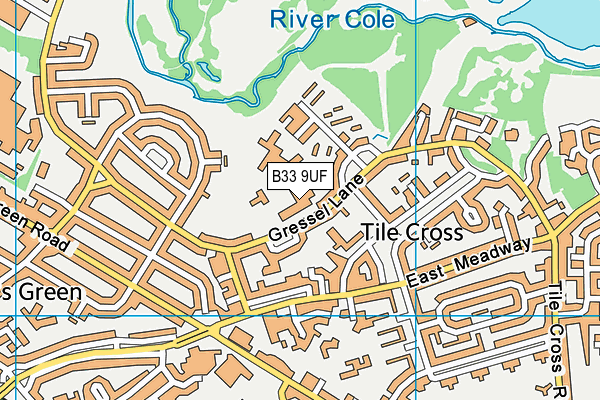 Tile Cross Academy map (B33 9UF) - OS VectorMap District (Ordnance Survey)