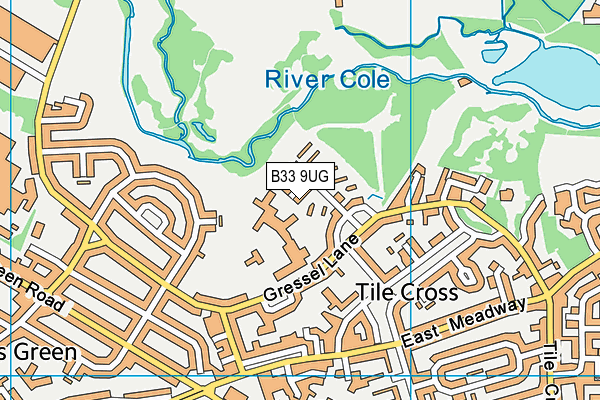 B33 9UG map - OS VectorMap District (Ordnance Survey)