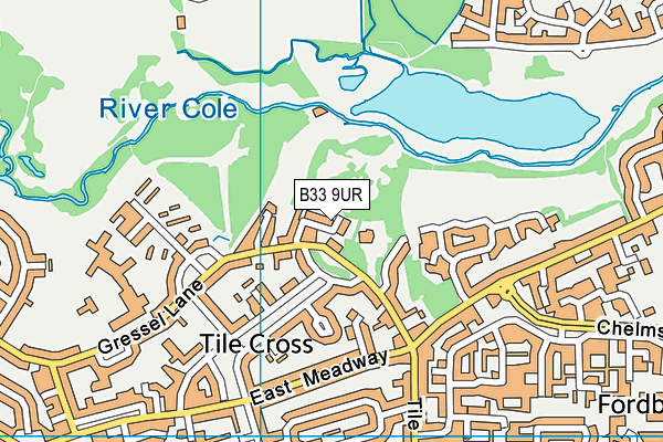 B33 9UR map - OS VectorMap District (Ordnance Survey)