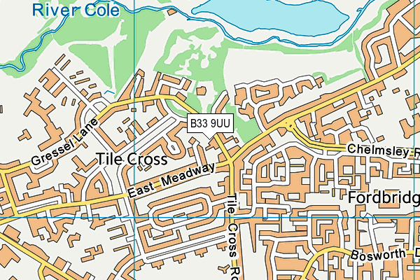 B33 9UU map - OS VectorMap District (Ordnance Survey)