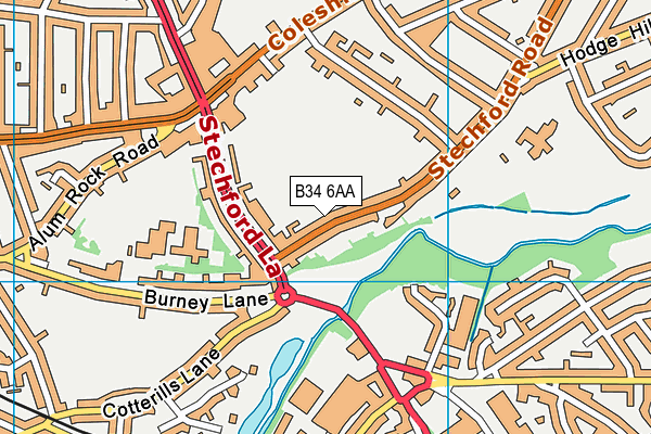 B34 6AA map - OS VectorMap District (Ordnance Survey)