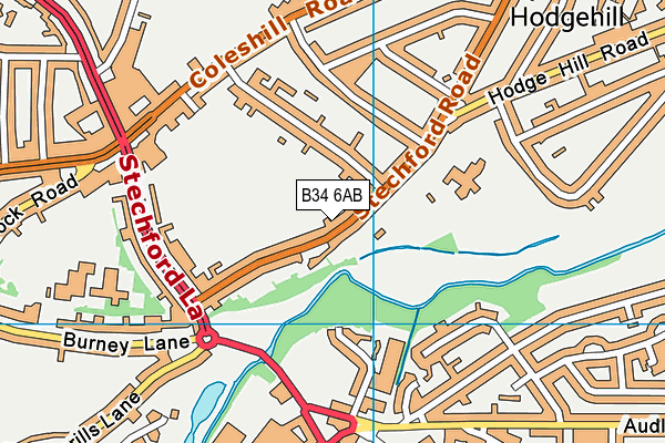 B34 6AB map - OS VectorMap District (Ordnance Survey)