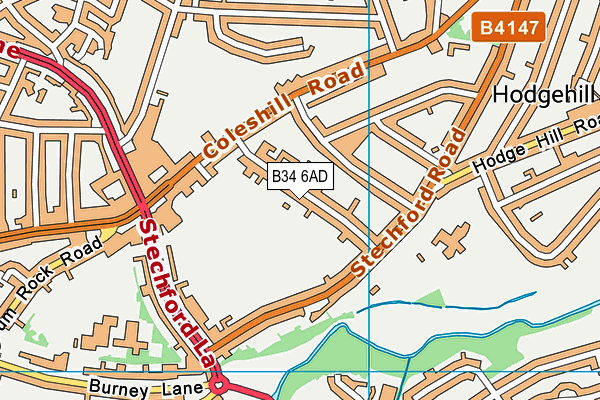 B34 6AD map - OS VectorMap District (Ordnance Survey)