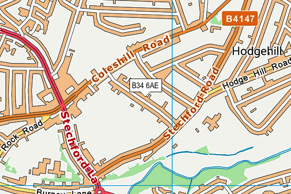 B34 6AE map - OS VectorMap District (Ordnance Survey)