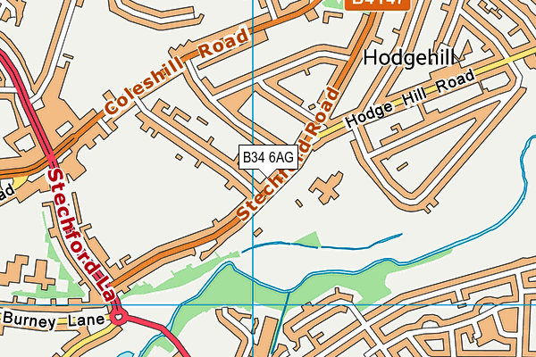 B34 6AG map - OS VectorMap District (Ordnance Survey)