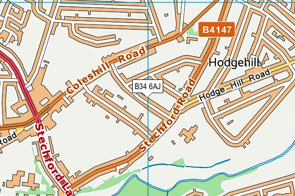 B34 6AJ map - OS VectorMap District (Ordnance Survey)