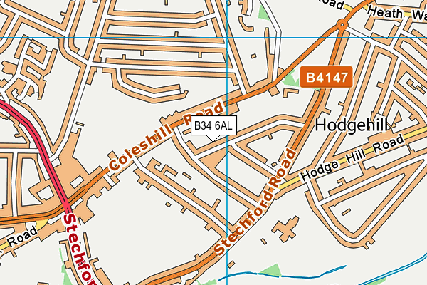 B34 6AL map - OS VectorMap District (Ordnance Survey)