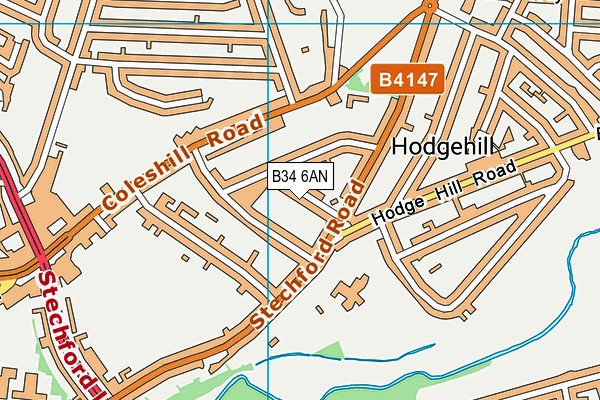 B34 6AN map - OS VectorMap District (Ordnance Survey)