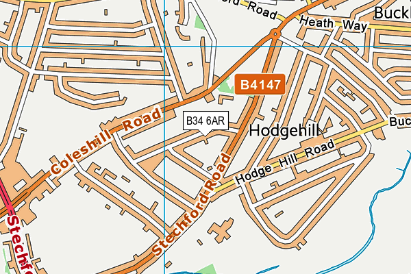 B34 6AR map - OS VectorMap District (Ordnance Survey)