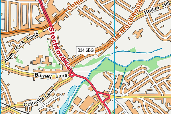 B34 6BG map - OS VectorMap District (Ordnance Survey)