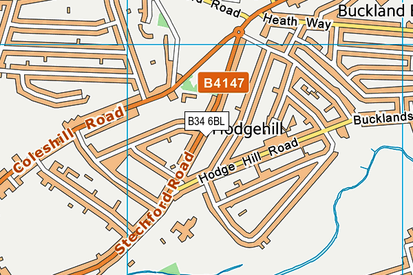 B34 6BL map - OS VectorMap District (Ordnance Survey)