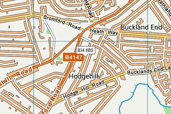 B34 6BS map - OS VectorMap District (Ordnance Survey)