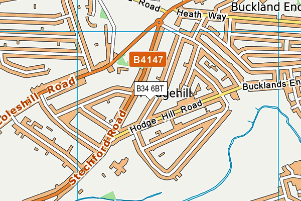 B34 6BT map - OS VectorMap District (Ordnance Survey)