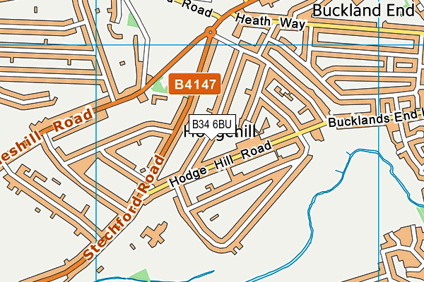 B34 6BU map - OS VectorMap District (Ordnance Survey)