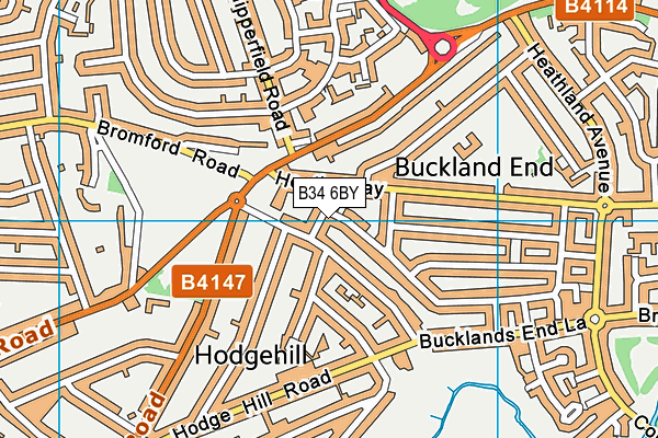 B34 6BY map - OS VectorMap District (Ordnance Survey)