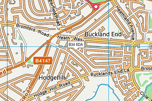 B34 6DA map - OS VectorMap District (Ordnance Survey)