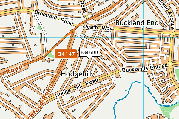 B34 6DD map - OS VectorMap District (Ordnance Survey)