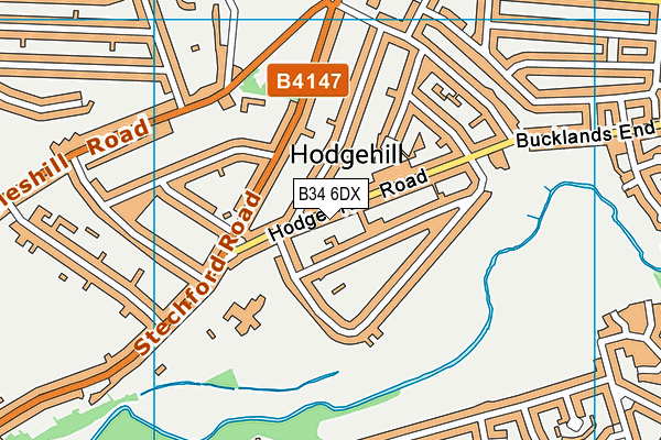 B34 6DX map - OS VectorMap District (Ordnance Survey)