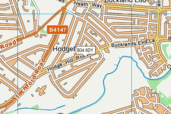 B34 6DY map - OS VectorMap District (Ordnance Survey)