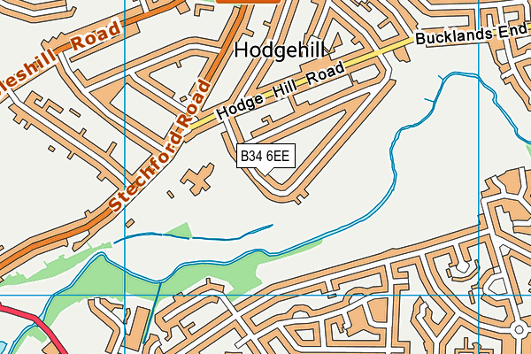 B34 6EE map - OS VectorMap District (Ordnance Survey)