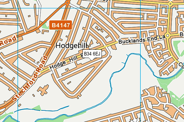 B34 6EJ map - OS VectorMap District (Ordnance Survey)