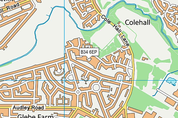 B34 6EP map - OS VectorMap District (Ordnance Survey)