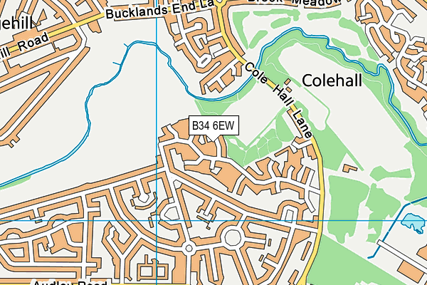 B34 6EW map - OS VectorMap District (Ordnance Survey)