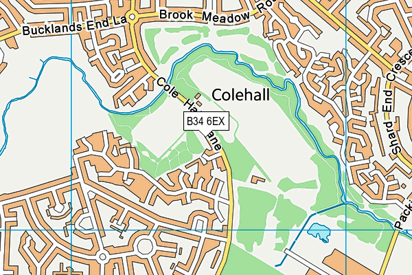 B34 6EX map - OS VectorMap District (Ordnance Survey)