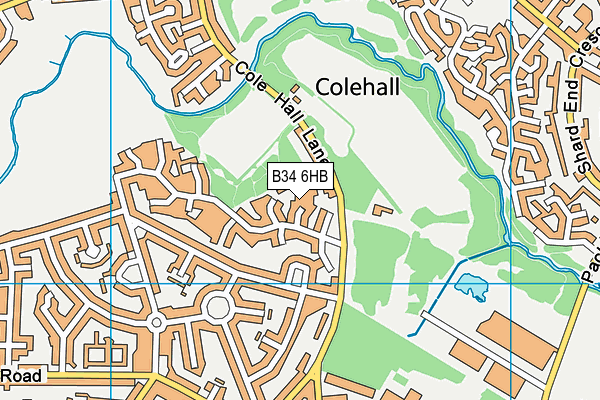 B34 6HB map - OS VectorMap District (Ordnance Survey)