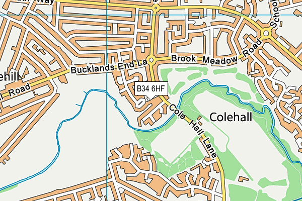 B34 6HF map - OS VectorMap District (Ordnance Survey)